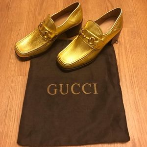 NEVER WORN Gucci Gold Heels Mint Condition!